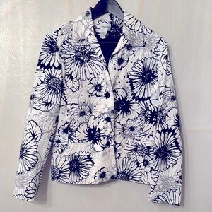 Chico's Black and White Floral Jacket